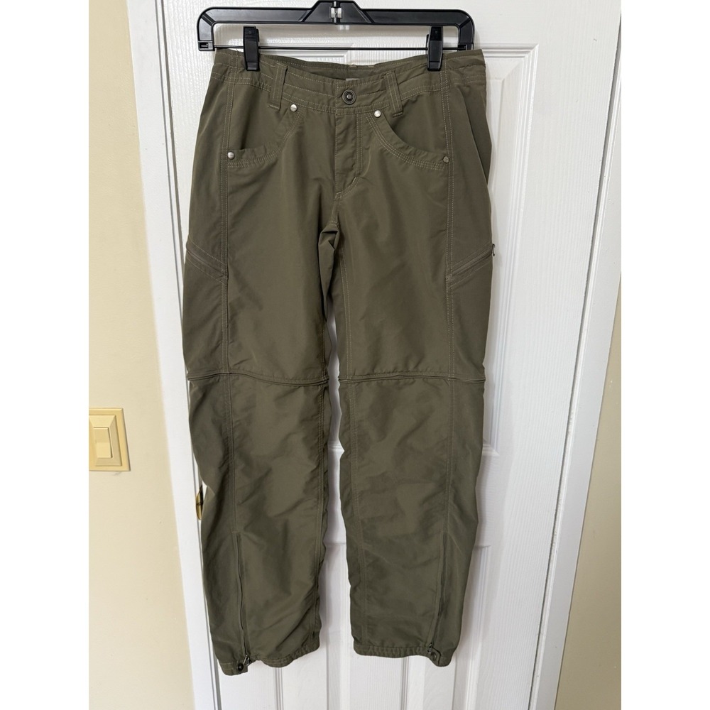 Kuhl Convertible Cargo Pants Hiking Army Green Nylon Stretch‎ Outdoor Women's 2R